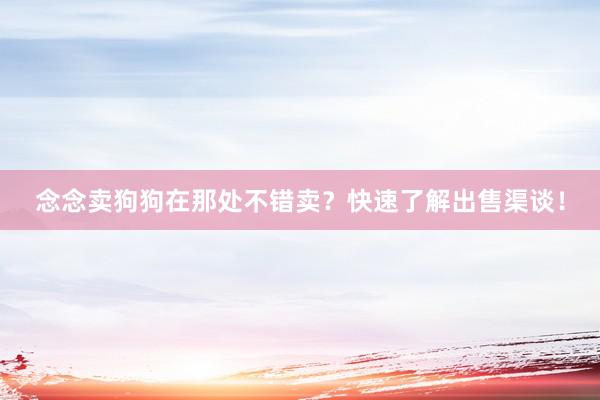 念念卖狗狗在那处不错卖？快速了解出售渠谈！
